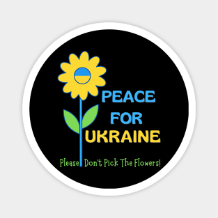 Peace For Ukraine, a nostalgic sunflower hippie message Magnet